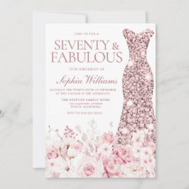 Convites Festa de aniversário de 70 de vestir Dourado e Flo