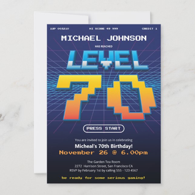 Convites Festa de aniversário de 70 engraçada dos anos 80 (Frente)