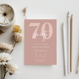 Convites Festa de aniversário de 70 rosa moderno minimalist