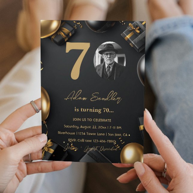 Convites Festa de aniversário de 70 simples e elegante (Criador carregado)
