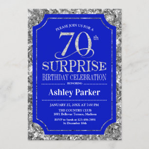 Convites Festa de aniversário de 70 surpresas - Azul Real P