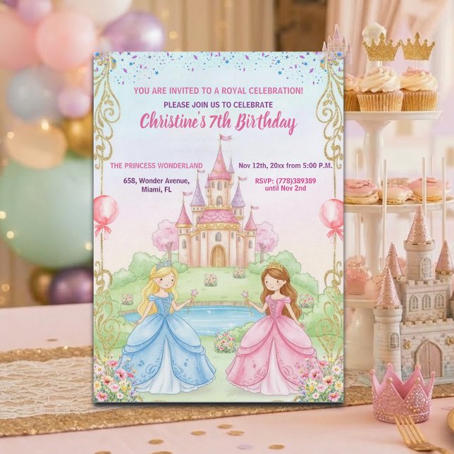 Convites Festa de Aniversário de 7 Anos da Princesa Castelo (Criador carregado)