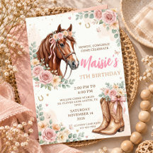 Festa de Aniversário de 7 Anos de Cowgirl de Monta
