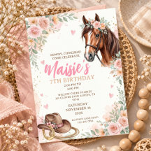 Festa de Aniversário de 7 Anos de Cowgirl de Monta