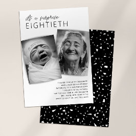 Convites Festa de Aniversário de 80 anos com 2 Fotos Surpre