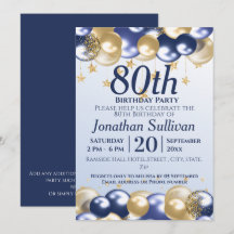Festa de Aniversário de 80 anos com Balões Dourado