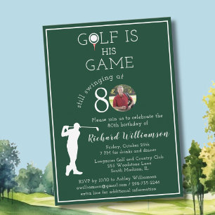 Convites Festa de Aniversário de 80 anos com Foto de Golfe
