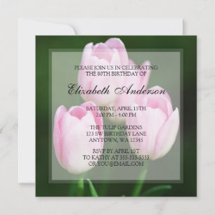 Convites Festa de Aniversário de 80 anos com Tulipas Rosa