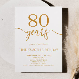 Convites Festa de Aniversário de 80 Anos Elegante Minimalis