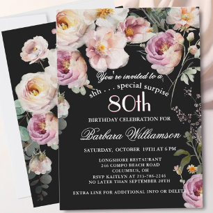 Convites Festa de Aniversário de 80 anos SURPRESA com Elegâ