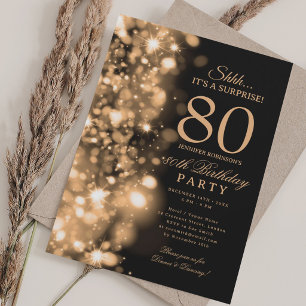 Convites Festa de Aniversário de 80 anos Surpresa Glamour D