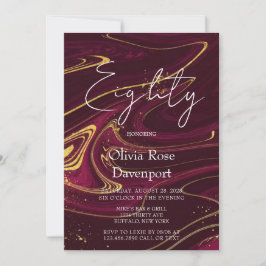 Convites Festa de aniversário de 80 de álcool Dourada Marsa