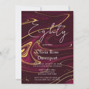 Convites Festa de aniversário de 80 de álcool Dourada Marsa