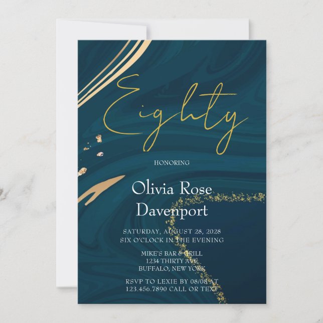 Convites Festa de aniversário de 80 de Álcool Dourado do Aq (Frente)