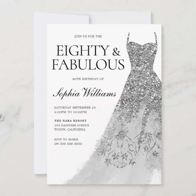 Convites Festa de aniversário de 80 de Coletor de Prata (Frente)