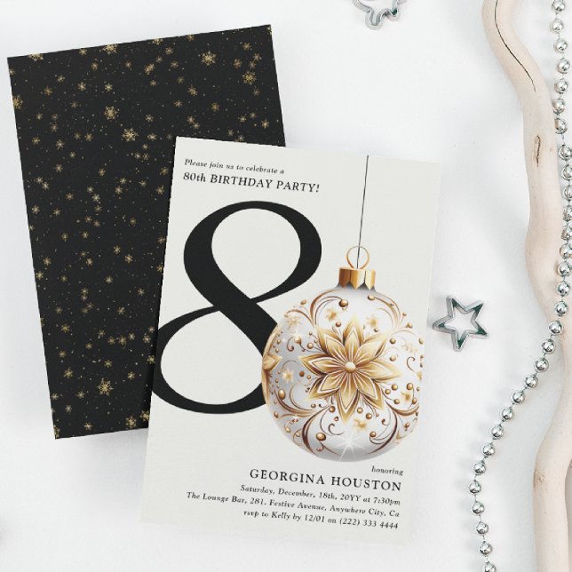 Convites Festa de aniversário de 80 de Natal Festivo (Criador carregado)