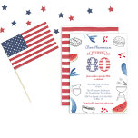 Convites Festa de aniversário de 80 de Verão Patriótica<br><div class="desc">Estrelas e Stripes 80 de Aniversário design de convite para uma festa de piquenique ou um biscoito ao ar livre</div>