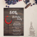 Convites Festa de aniversário de 80 de vinho tinto russo<br><div class="desc">Convite de aniversário de 80 de Vinho Vermelho de Madeira Rústica. Convite de aniversário com fundo de madeira escuro rústico e abstrato com vinho tinto. O texto está em um script branco de tendência e é facilmente personalizável - personalize-o com seu nome, idade, data, local e RSVP. Você pode alterar...</div>