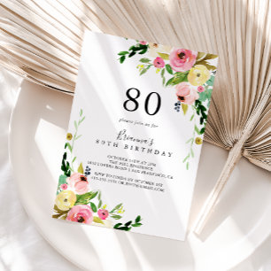 Convites Festa de aniversário de 80 Floral Colorida Tropic