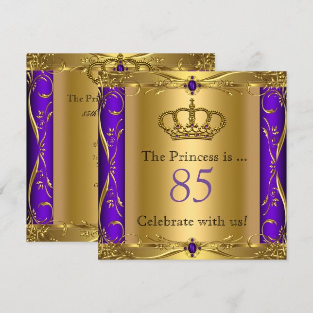 Convites Festa de Aniversário de 85 anos da Princesa Regal  (Frente/Verso)