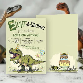 Convites Festa de Aniversário de 8 anos do T-Rex Dinosaur E