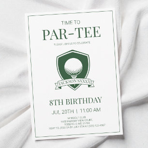 Convites Festa de Aniversário de 8 anos Green Time to Par-T