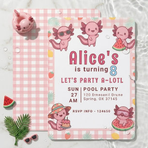 Convites Festa de Aniversário de 8 Anos na Piscina Axolote 