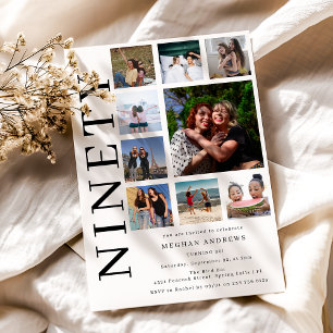 Convites Festa de Aniversário de 90 anos com Colagem de 90 