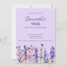 Festa de Aniversário de 90 anos com Floral Roxo Aq