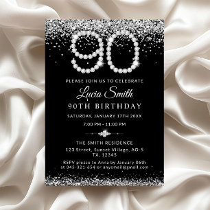 Convites Festa de Aniversário de 90 Anos Elegante com Diama
