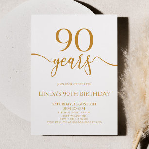 Convites Festa de Aniversário de 90 anos Elegante Minimalis