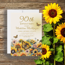 Festa de Aniversário de 90 Anos Girassóis Borbolet