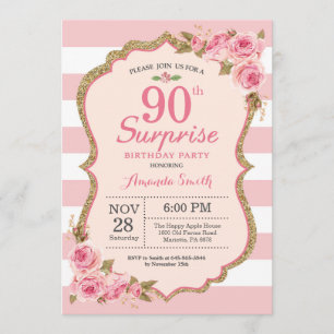 Convites Festa de Aniversário de 90 anos surpresa com Peôni