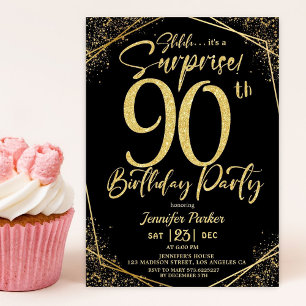 Convites Festa de Aniversário de 90 anos Surpresa com Purpu