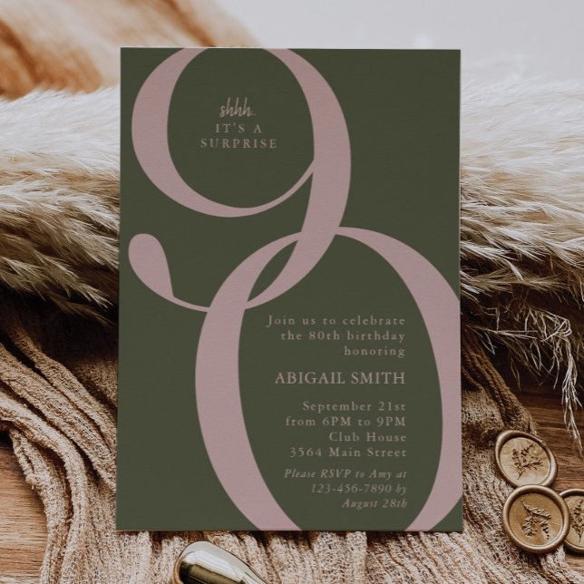 Convites Festa de Aniversário de 90 anos Surpresa Rosa Verd (Criador carregado)