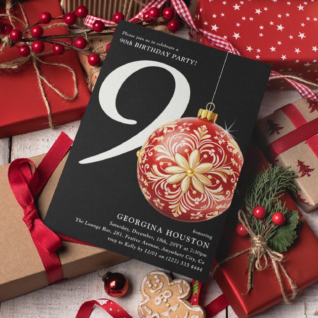 Convites Festa de aniversário de 90 de Natal Festivo (Criador carregado)