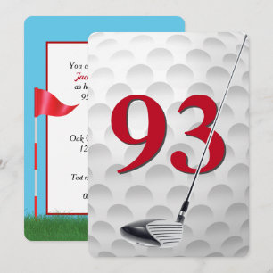 Convites Festa de Aniversário de 93 anos com Tema de Golfe