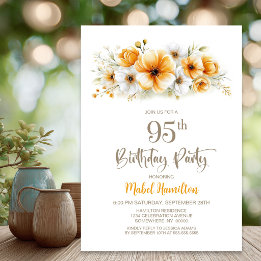 Convites Festa de Aniversário de 95 anos com Tema Floral La
