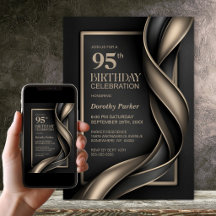 Festa de Aniversário de 95 Anos Preta e Bege Moder