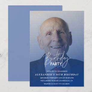 Convites Festa de aniversário de 96 anos de homens azul-mar