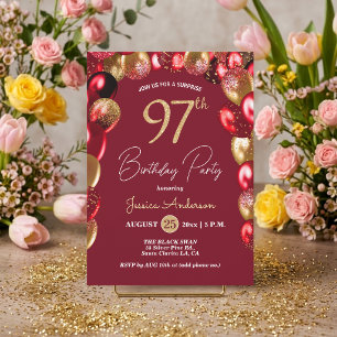 Convites Festa de Aniversário de 97 anos Surpresa Dourado B
