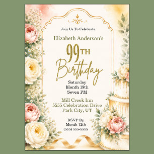 Convites Festa de Aniversário de 99 anos da Bela Peônia