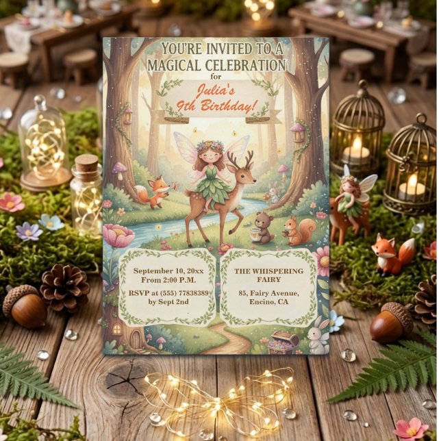 Convites Festa de Aniversário de 9 anos da Fada da Floresta (Criador carregado)