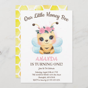 Convites Festa de aniversário de Abelhas Florais de Aquecid
