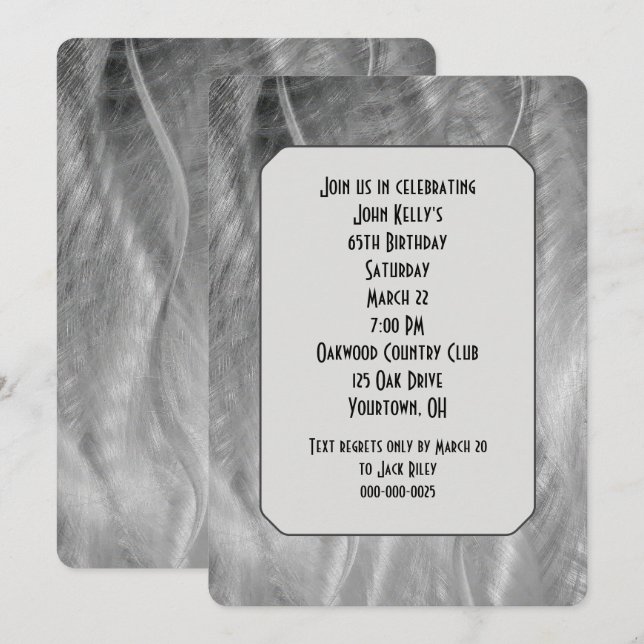 Convites Festa de aniversário de Abstrato de metal escovado (Frente/Verso)