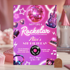Convites Festa de Aniversário de Adolescente Garota Rocksta