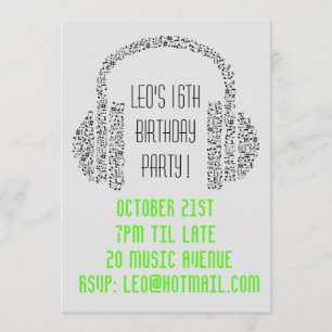 Convites festa de aniversário de adolescentes de música l