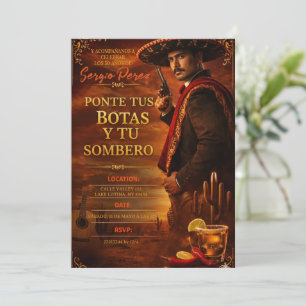 Convites Festa de Aniversário de Adulto Cowboy Mexicano Esp