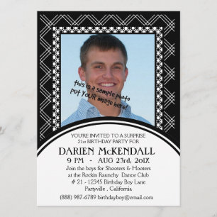 Convites Festa de aniversário de Adultos Modernos Preto e 