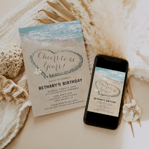 Convites Festa de Aniversário de Adultos na Praia   Brindam